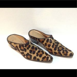 Stuart Weizmann leopard calf hair mules